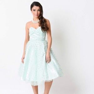 Unique Vintage Medium Mint Green Swing Dress